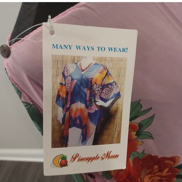 NWT Pineapple Moon Floral Chiffon Shawl Scarf Duster Wrap - Picture 8 of 12